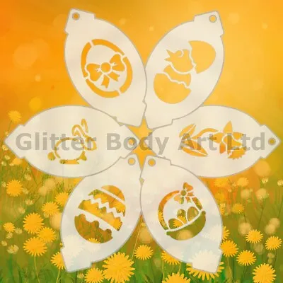 Easter Face Paint Stencils Pack Of 6 Designs Reusable Flexible Washable • £7.99