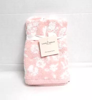 Laura Ashley 2 Fingertip Towels Celina Pattern Pink & White • $15.89