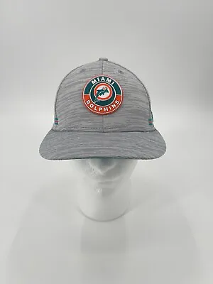 Miami Dolphins Throwback Rubber Logo All Grey W/ Aqua Brim Under Fitted Hat • $24.99