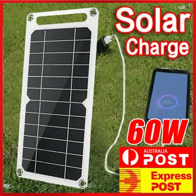 $16.89 • Buy 60W USB Solar Panel Folding Power Bank Outdoor Camping Hiking Phone Charger