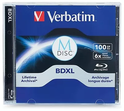 1-Piece Verbatim M-DISC 100GB 1000-Year Archival TRIPLE LAYER 6X Blu-ray BD-R XL • $19.99