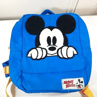 Disney Store Mickey Mouse Backpack Toddler Kids Book Back Bag Peeking Blue Small • $21