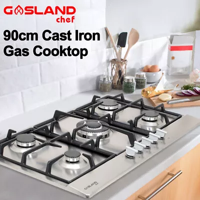 GASLAND Chef Gas Cooktop 90CM NG LPG Kitchen Stove 5 Burner Cooker Top Stainless • $399.99