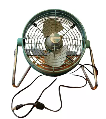 Vintage Dominion Atomic Metal Fan Turquoise Midcentury Clean 2 Speed Atomic  • $35