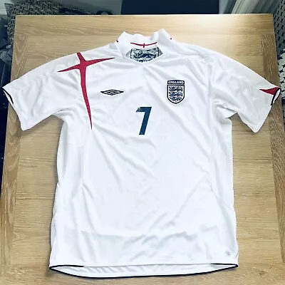 England 2005 - 2007 Home Football Umbro Shirt #7 Beckham Size Extra Large • £45