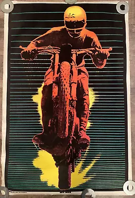 Rare Vintage 1974 Hot Bike Velvet Blacklight Poster Originals Inc. Hollywood Usa • $39.99