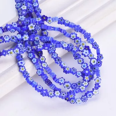 1 Strand Flat Flower Shape 4mm~9mm Handmade Millefiori Lampwork Glass Beads • £3.78