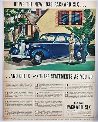 1938 Packard Six Blue Vintage Print Ad Man Cave Art Deco Poster 30's • $10.88