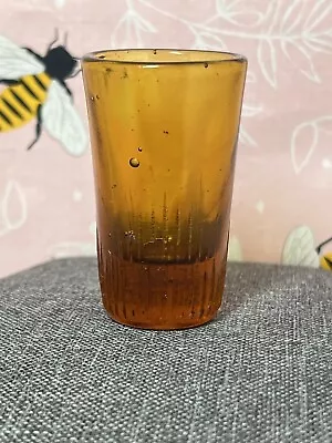 Vintage 2.5  Amber Colored Shot Glass W/Lots Of Bubbles In Glass And Some... • $5