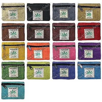 100% Hemp Pouch Small Bag Case Zipper Rasta Coin Purse Marijuana Leaf Ganja Tote • $4.99