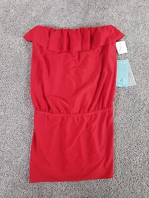 Eco Swim Women's Bathing Suit Size M Cover Up Red Nylon Spandex Strapless NWOT • $11.99