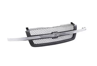 AM New Front Gray Grille W/Chrome Molding Bar For 03-07 Chevy Silverado Plastic • $98.49