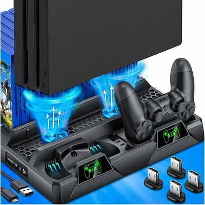 $43.82 • Buy Game Console Vertical Stand Charger Dock Cooling Fan For PS4 Pro|PS4 Slim