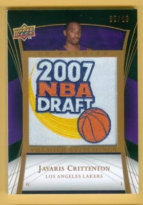 2007-08 UD Premier Javaris Crittenton Stitchings Patches Alternate Copper 2/10 • $10.50