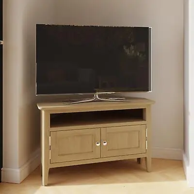 Corner TV Unit 2 Door Natural Oak Finish Ready Assembled • £189