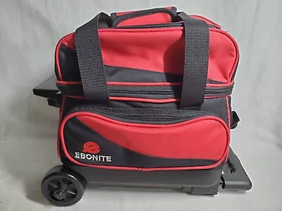 Ebonite Rolling Bowling Ball Bag Transport Single Roller Red Black Luggage • $34.97
