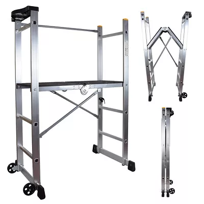 Abbey Folding Aluminium Scaffold Platform Ladder 1m Platform Height • £99.99