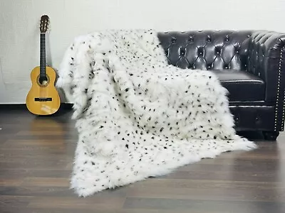 Luxurious Real Fox Fur Throw Blanket White- Handcrafted Warmth For Your Home • $310