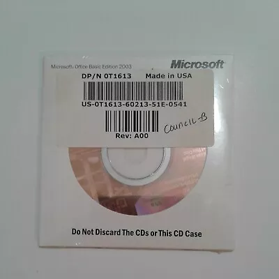 New Microsoft Office Basic Edition 2003 Dell Install CD With Product Key OT1613 • $13.99