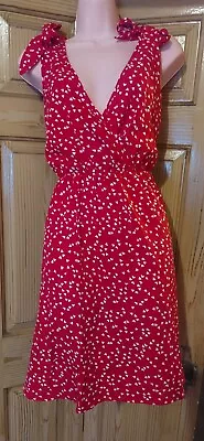 Shein Curve Red Love Heart Sleeveless V Neck A Line Dress Size 0XL  NWOT • £8.99