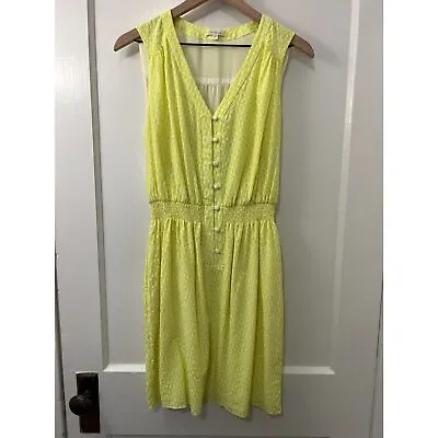 Shoshanna Women's Silk Sleeveless Dress Neon Yellow Green With Pockets Size 8 • $22.50
