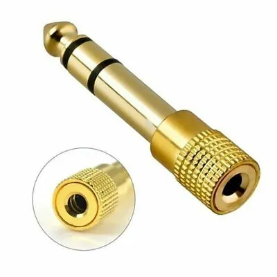 £3.50 • Buy Gold 1/8 3.5mm Female To 1/4 6.5mm Male Headphone Stereo Audio Jack Adapter Plug