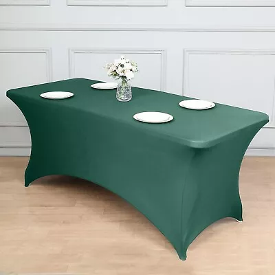 6Ft Fitted Green Rectangular Stretchy Spandex Tablecloth Wedding Party Tradeshow • $34.76