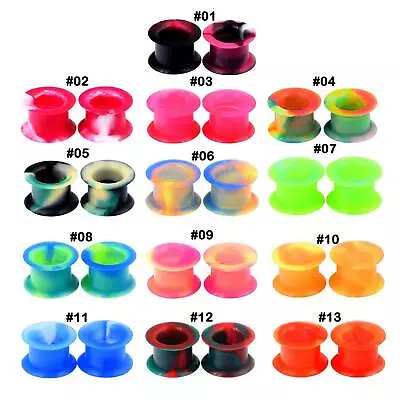2PCS Ear Tunnel Plugs Double Flared Hollow Hard Silicone Ear Gauges Expanders • $6.99