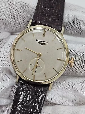 Vintage  Longines 14k Gold GF Mens Fancy Dress Wrist Watch 23Z 17 Jewel 1950s  • $295