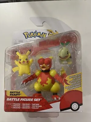 Pokemon MAGMAR TURTWIG PIKACHU Battle Figure Set Action Figures NEW Jazwares • $29.99