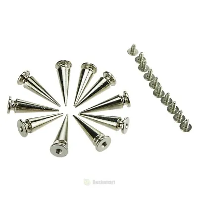 1000 Cone Trendy BGBU 10MM Silver Bullet Spikes Rivet Screw Metal Studs Spots • $6.99