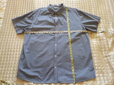 Kangaroo Poo Size 3XL Men's 100% Cotton Short Sleeve Shirt Gingham Blue • £12