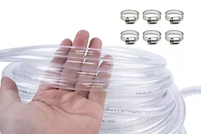 50ft 1/2ID X 5/8OD Dia Clear Vinyl Tubing Flexible Hybrid PVC Tubing Hose • $33.18