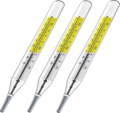 3 PK Glass Thermometer Mercury Free Clinic Thermometer Traditional Thermometer D • $39.67