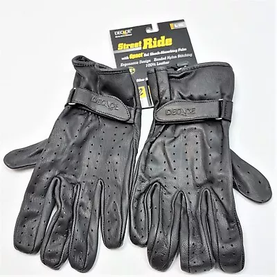 Decade Street Ride Leather Motorcycle Gloves Black Sz L/XL • $14.99