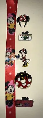 Minnie Mouse Starter Lanyard Set With 5 Disney Park Trading Pins - Brand NEW USA • $12.95
