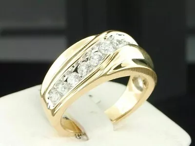 0.60Ct Round Cut Lab Grown Diamond Men's Wedding Band Ring Solid 14K Yellow Gold • $1401.84