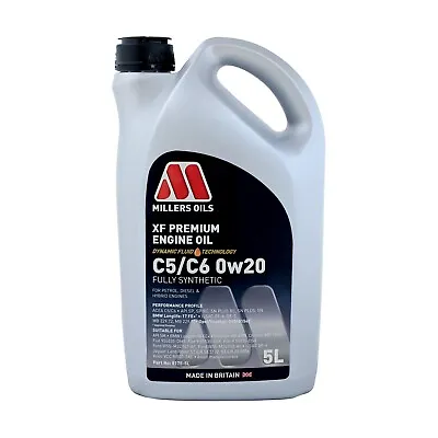 £40.95 • Buy Millers Oils XF Premium C5/C6 0w-20 0w20 Fully Synthetic Engine Oil 5 Litres 5L