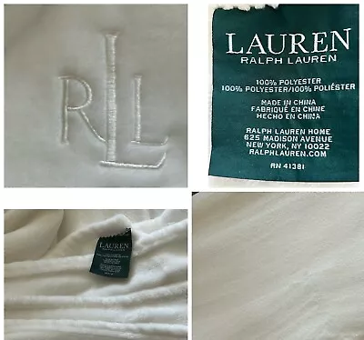 Lauren Ralph Lauren Classic Micromink Soft Plush Blanket Queen 90” X 90” White • $62.99