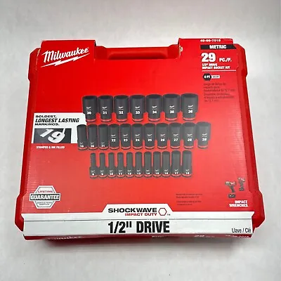 Milwaukee 49-66-7015 Shockwave Impact Duty 1/2  Drive 6PT Socket Set - 29 Pieces • $184.95