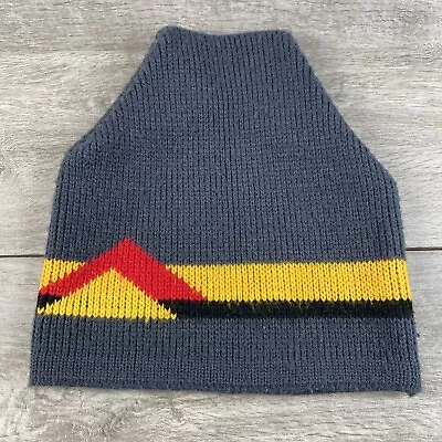 Vintage Wigwam Wool Hat Beanie Ski Knit Cap Gray Yellow Red Black 70s 80s USA • $14.99