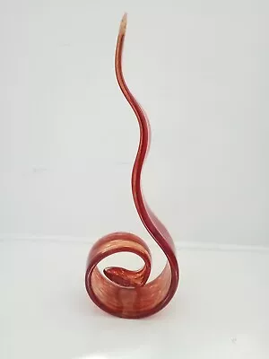 Murano Style Art Glass Red Sculpture Ribbon Swirl Hand Crafted 16 Inches... • £9.99