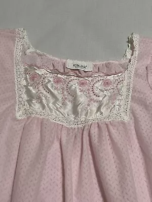 Vtg Komar Pink Size Medium Long Full Semi-Sheer Thin Light Nightgown Made In USA • $14.95