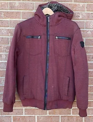 Fox Racing Sasquatch Faux Fur Lined Full Zip Hoodie Jacket Maroon Oil Men Medium • $55