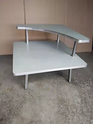 Vintage Blue Green Mid Century Modern Formica 2 Tier Boomerang Atomic End Table • $699