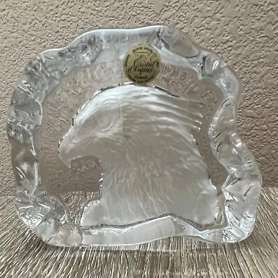 Paperweight Clear Etched Eagle France Cristal D'Arques Genuine Lead Crystal  • $7