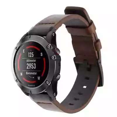 For Garmin Fenix 5 5X 5S 6 6X 6S Pro 7 7X Quick Release Leather Watch Band Strap • $21.99