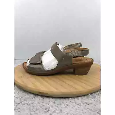 Mephisto Mobils Taupe Leather Casual Double Ankle Strap Daily Sandals Womens 37 • $38.99