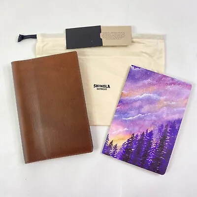 $73.44 • Buy Shinola Brown Leather Journal Cover 80pg Notebook And Dust Cover