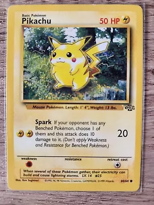 $4 • Buy Pikachu 60/64 Jungle Set Unlimited Edition Common Pokemon Card 1999 WOTC LP/NM